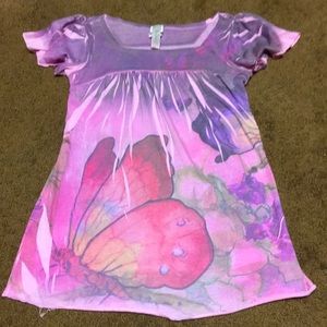 Butterfly shirt Girls size 10 flowy short sleeve soft top EUC